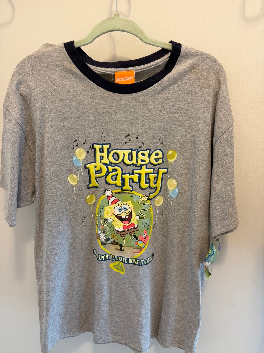 Nickelodeon SpongeBob Grey Tee with Yellow & Blue Graphic-NWT